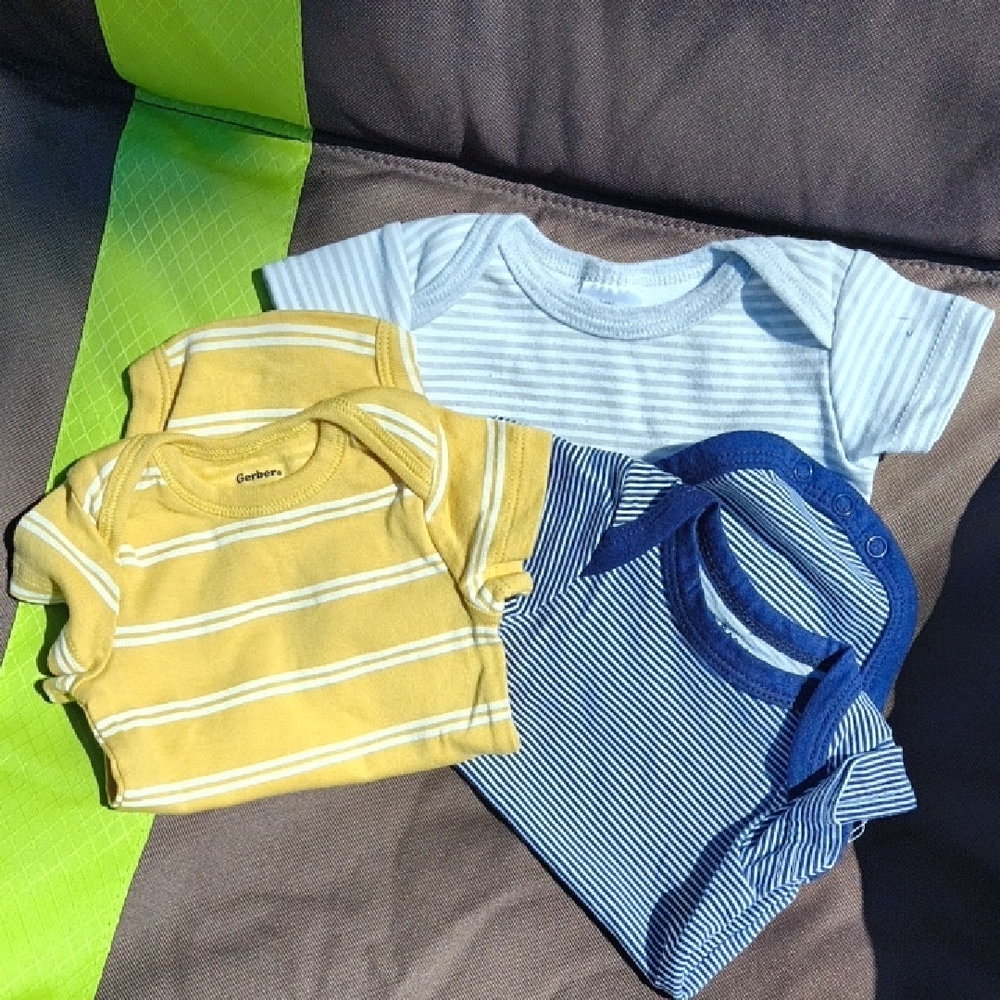 Gerber Baby Onesies - Blue and Yellow Stripes